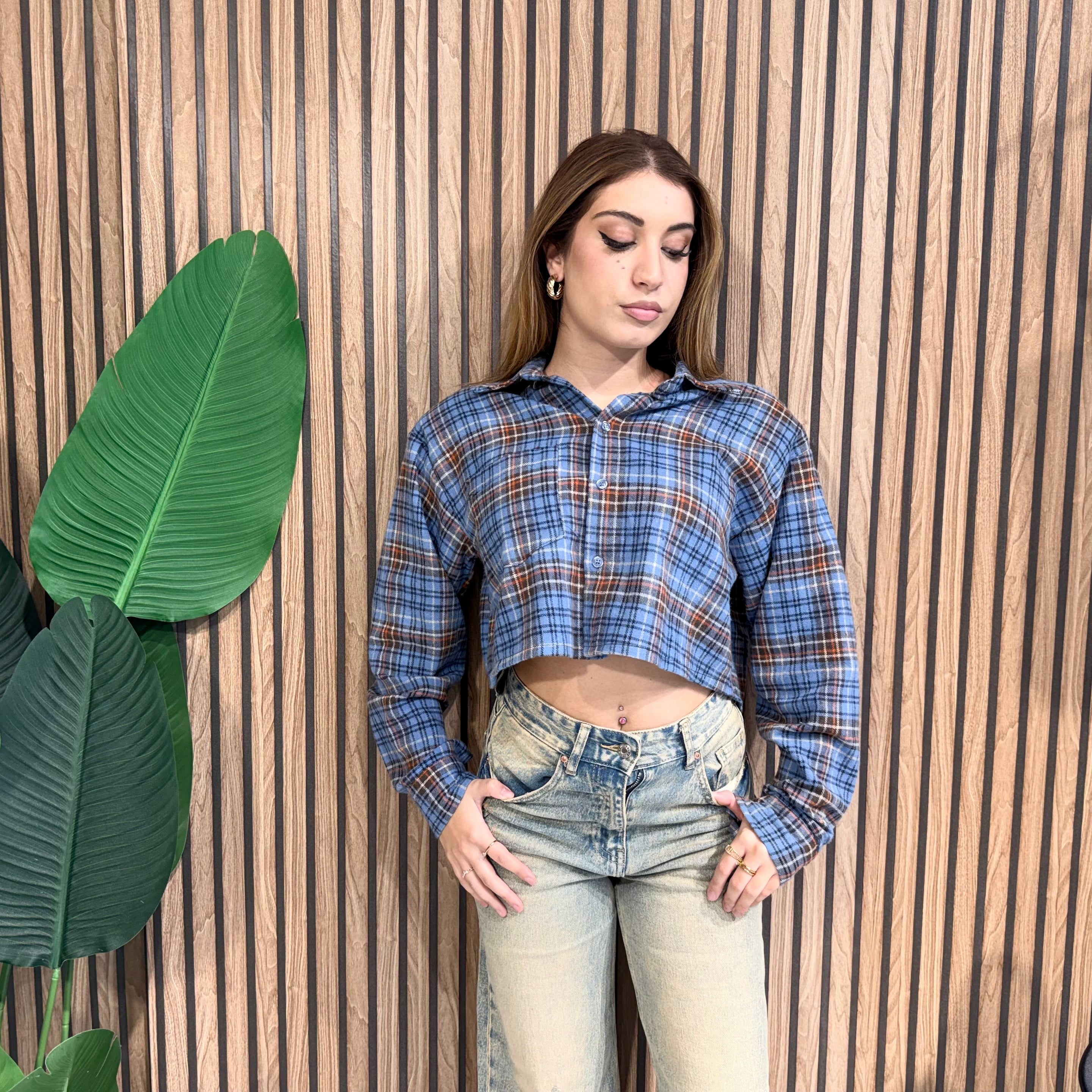 CAMICIA CROP FLANELLA