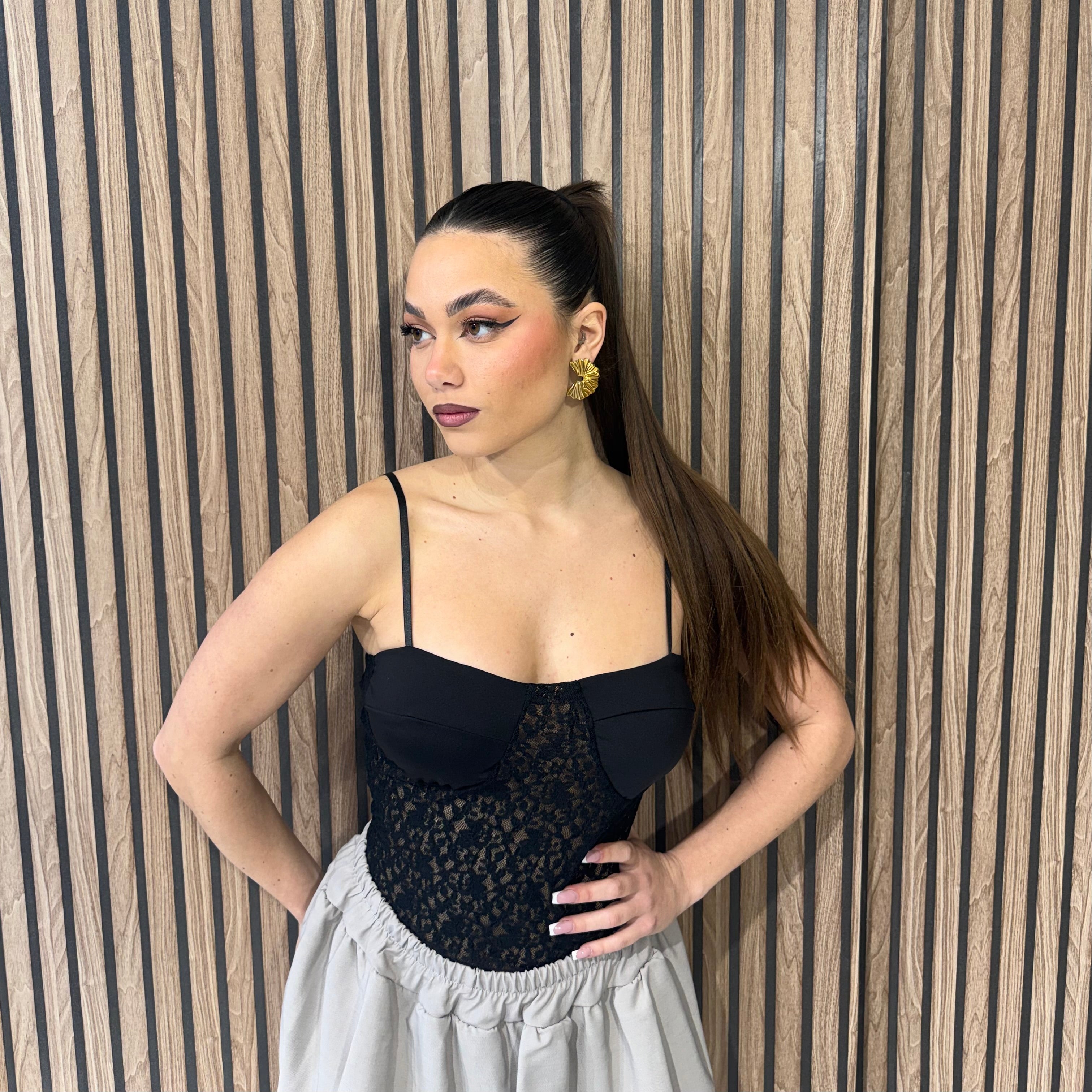 BODY CON INSERTI IN PIZZO