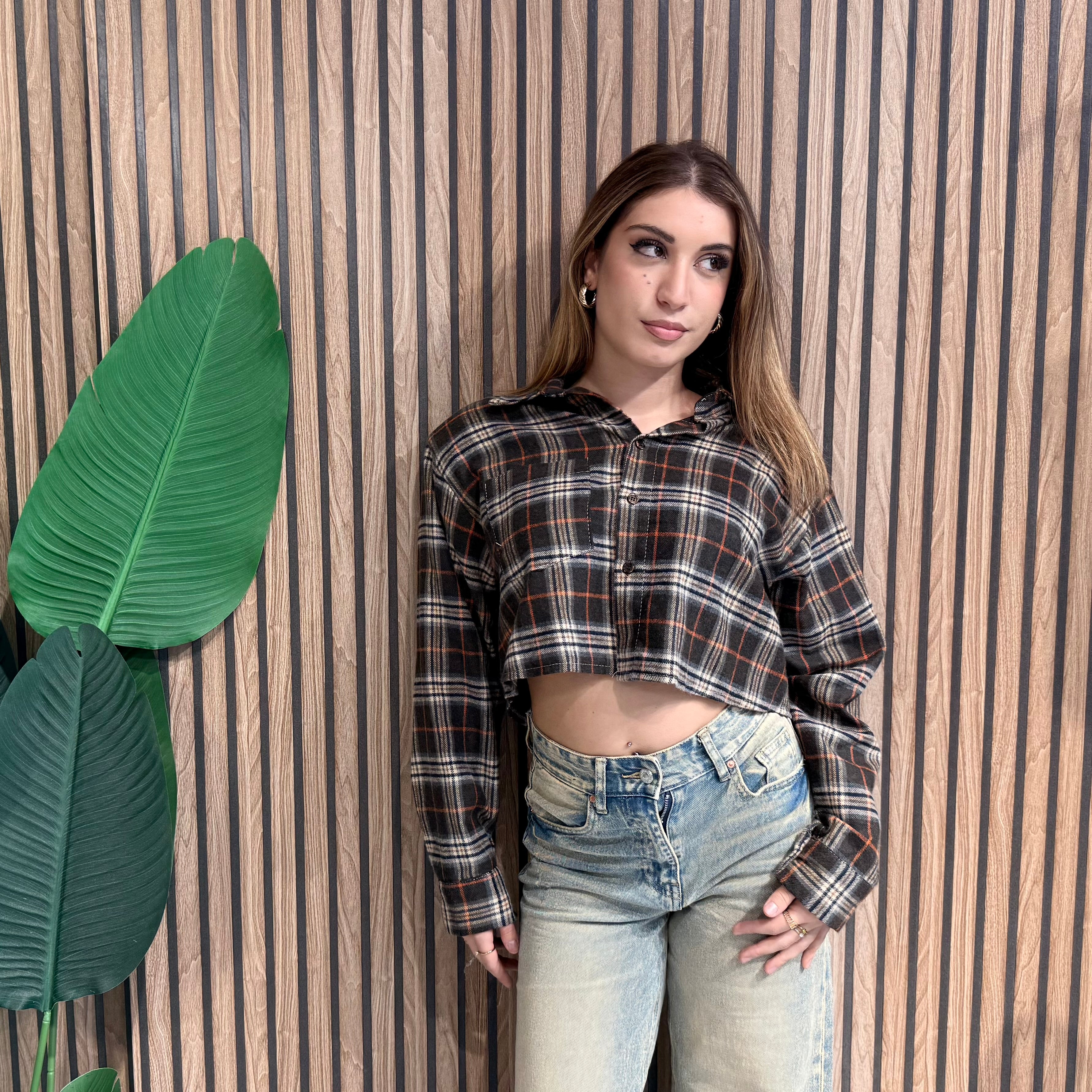 CAMICIA CROP FLANELLA